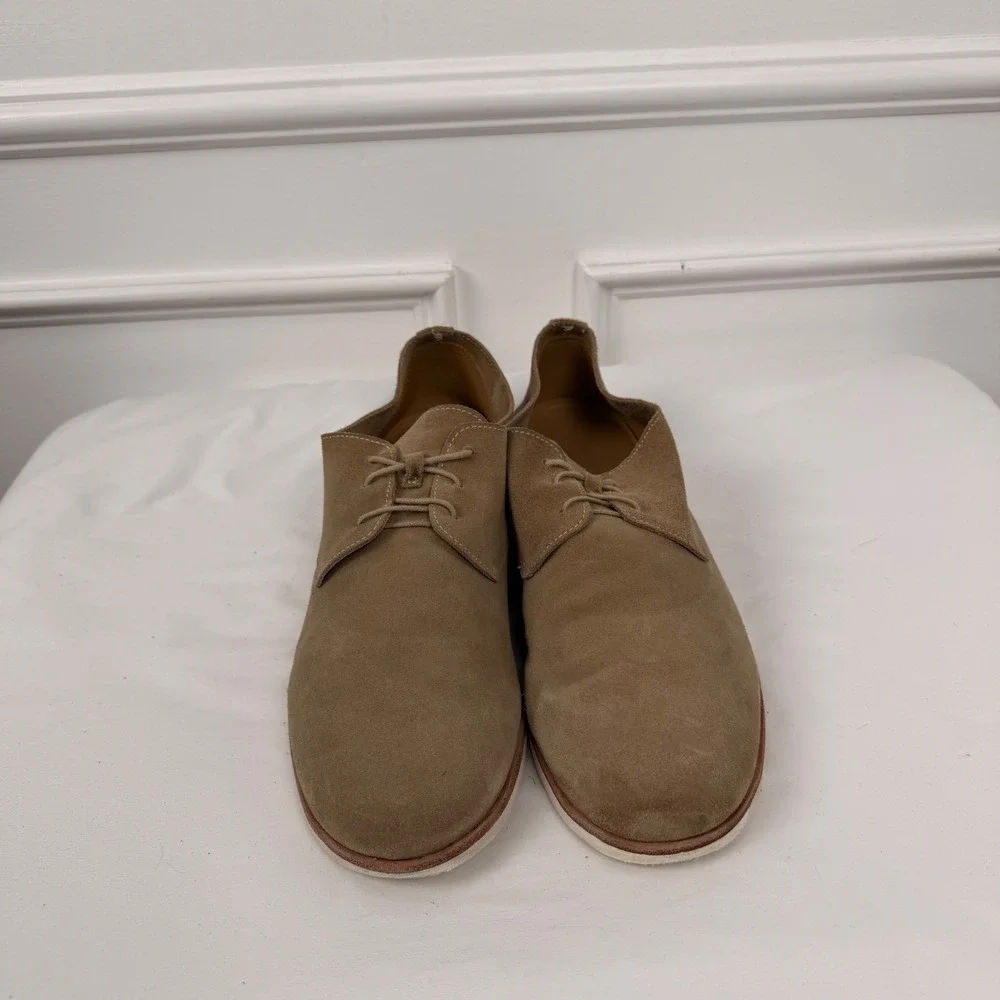 Nisolo Diego Low Top Derby Suede Shoes Mens 11 Sand Tan Leather Oxfords CR202419